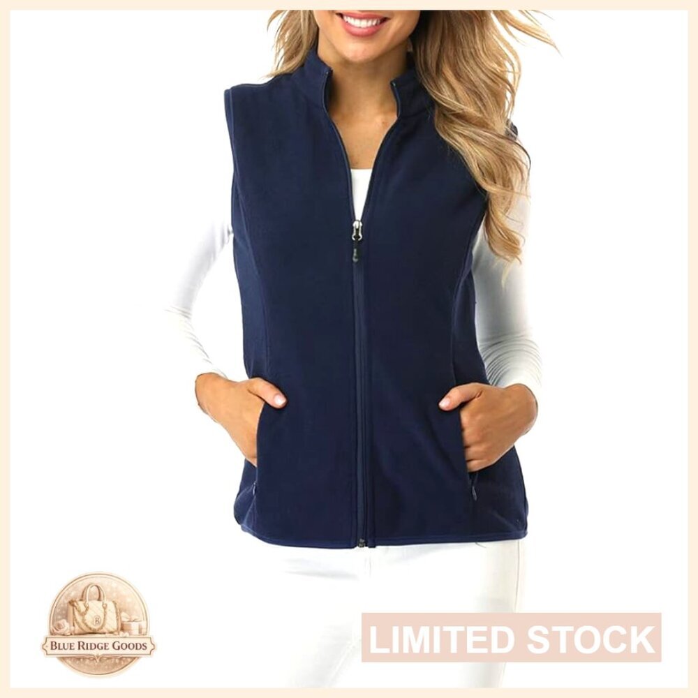 Classic Fit Fleece Vest Polar Soft Sleeveless Zip Up Pockets Layer Friendly - Picture 1 of 7